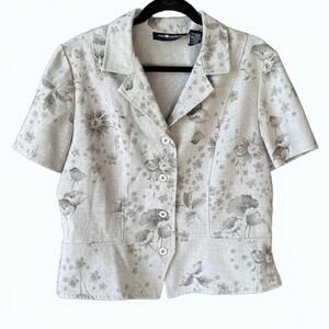 Vtg Whimsigoth Office Siren Floral Womens Structured Short Sleeve Blazer Size 16